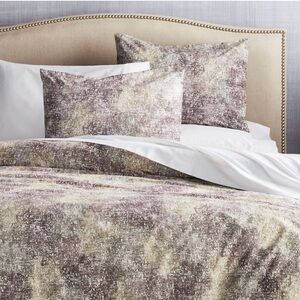 Crate & Barrel Ostin Plum King Duvet Cover Cotton Made in Italy